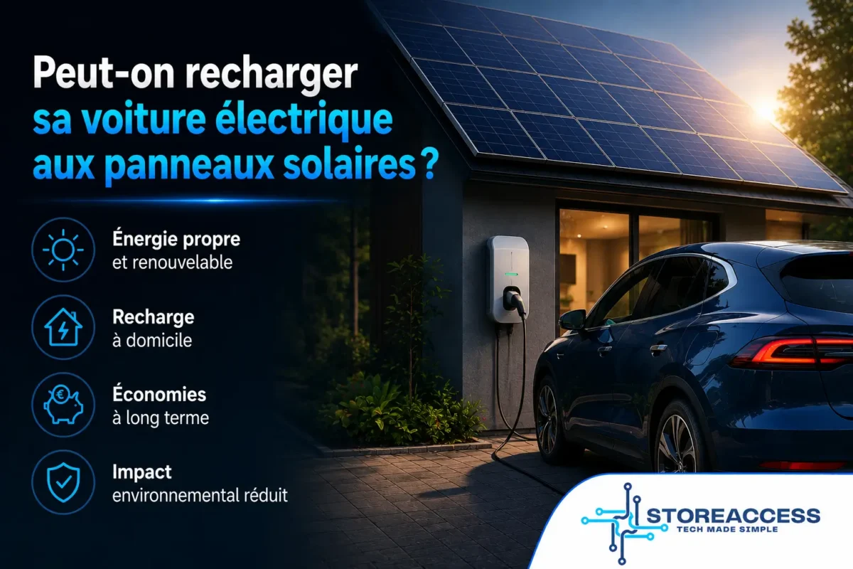 recharger sa voiture électrique aux panneaux solaires